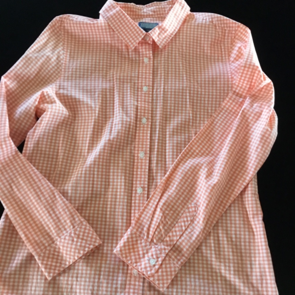 Pendleton, Orange And White Gingham Blouse - image 3